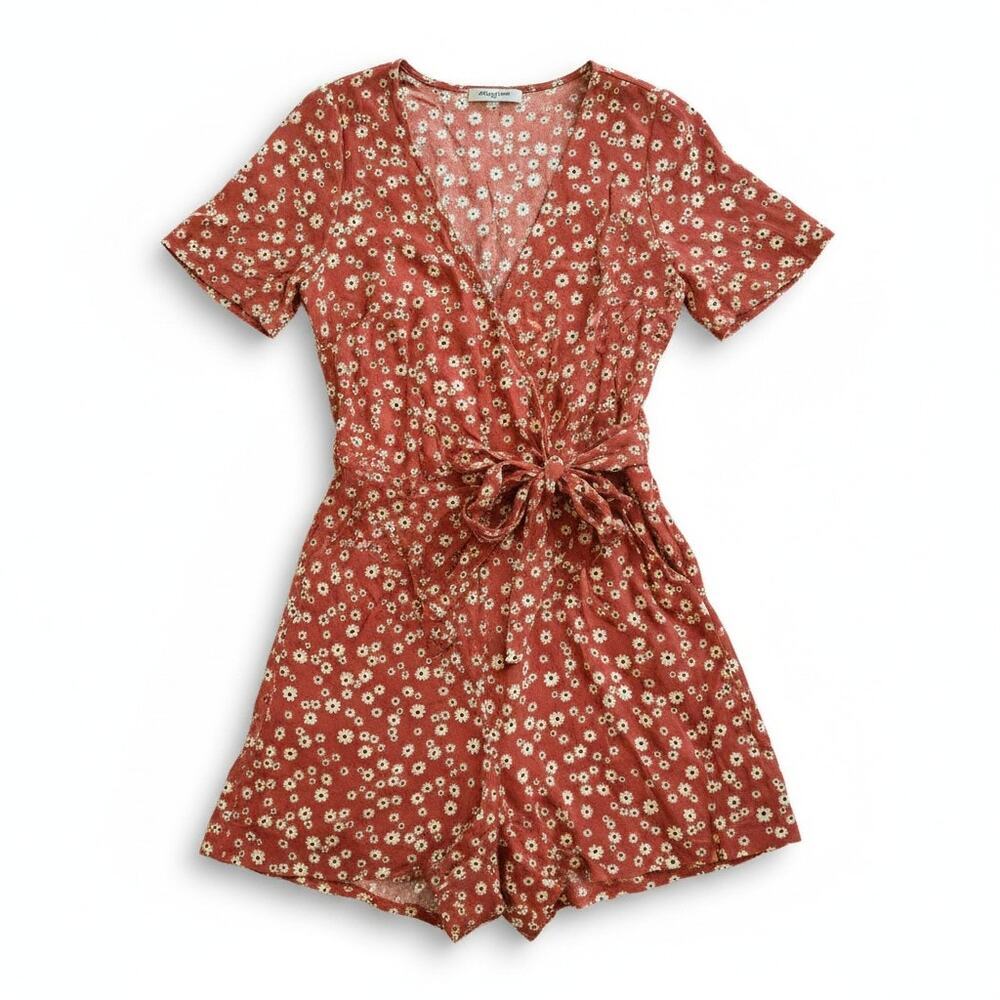 Madewell Women’s Rust Floral V-Neck Romper | Size 0